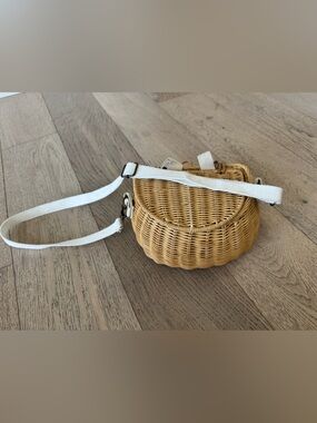 Natural Wicker Rattan Basket Bag - Crossbody & Bike/Stroller Handlebar Basket